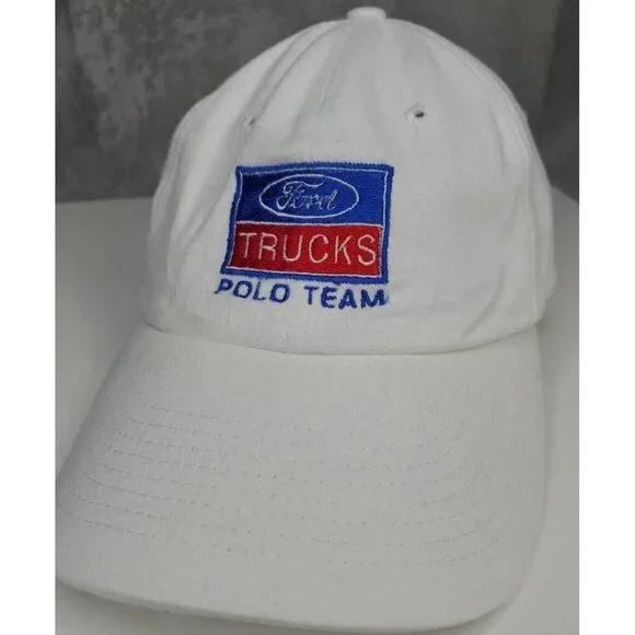 Ford Trucks POLO team Hat blue red embroidered strapback Vintage White Cap - Picture 9 of 9